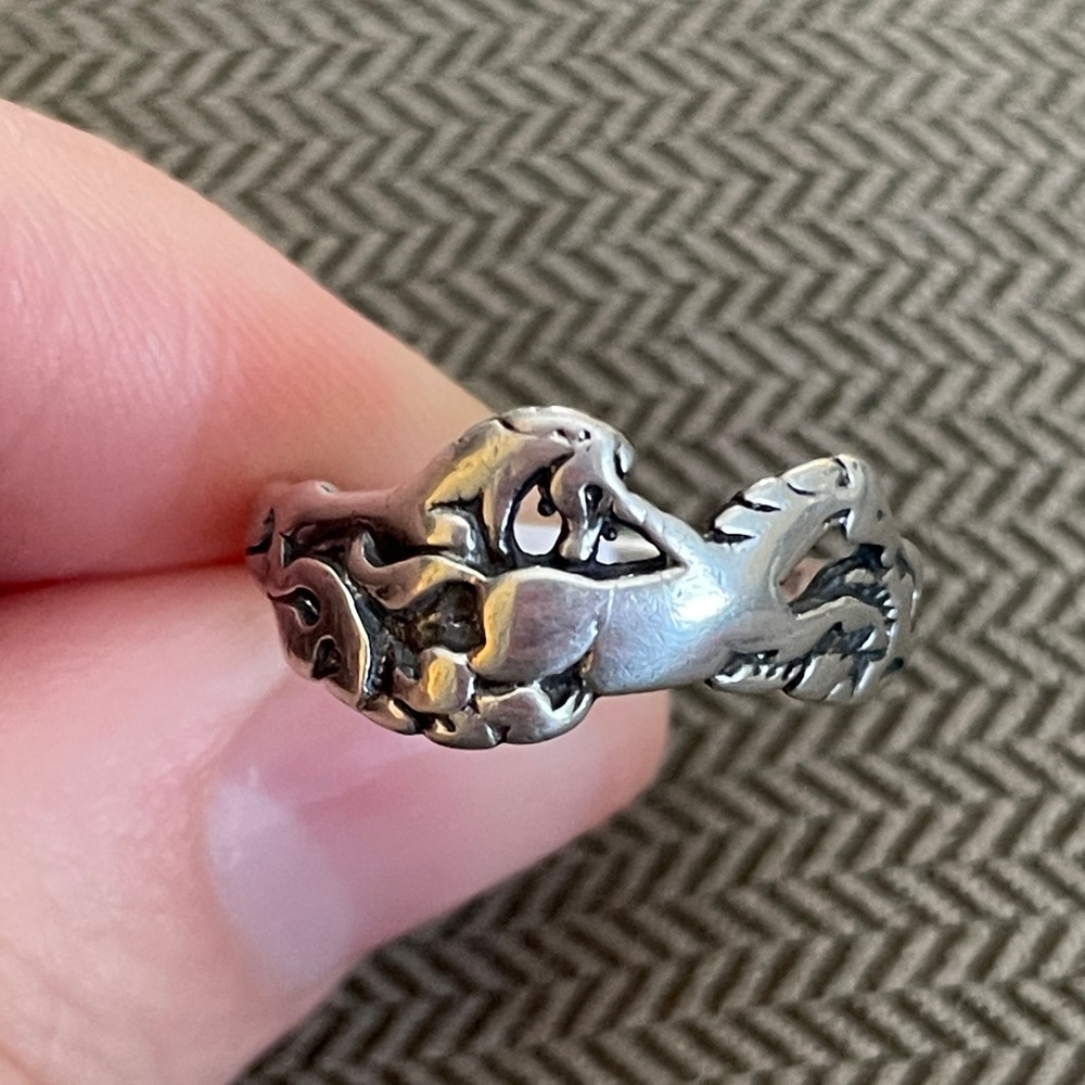 Sterling Silver Racing Horses Ring